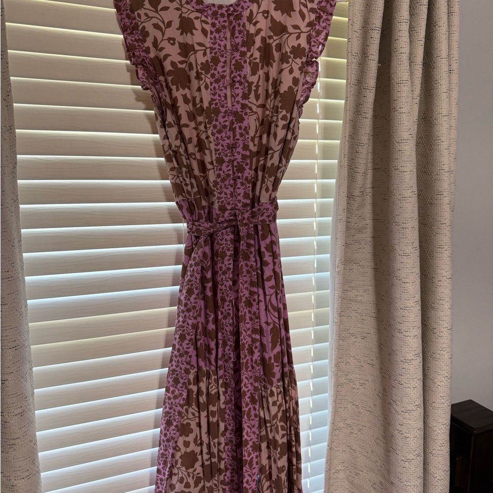 Boden Brown and Purple Floral Maxi Dress